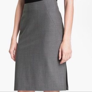 Theory Golda Wool Pencil Skirt, Charcoal Size 4